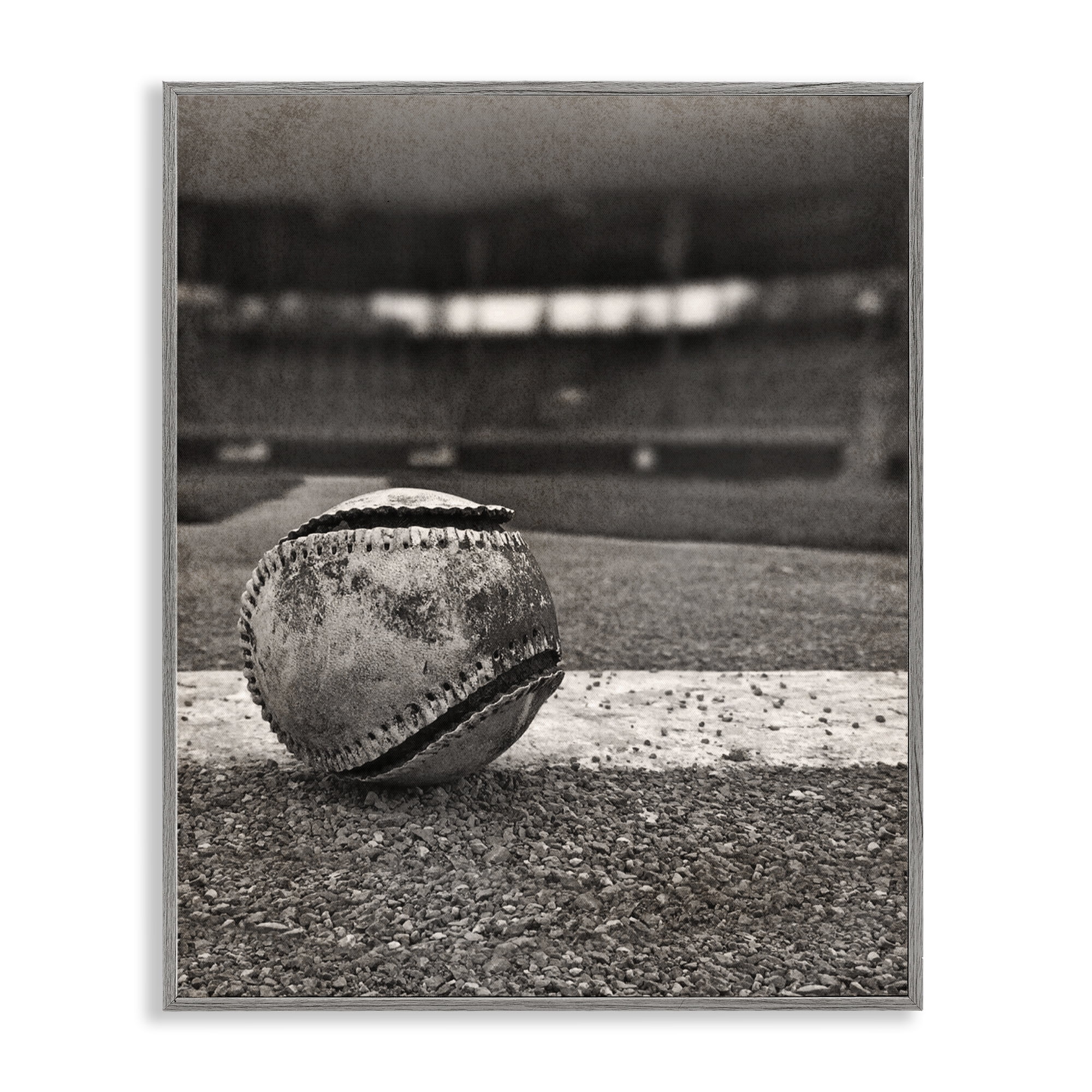 Stupell Industries Vintage Sports Weathered Baseball Gray Framed Giclee Art, design by Marcus Prime
