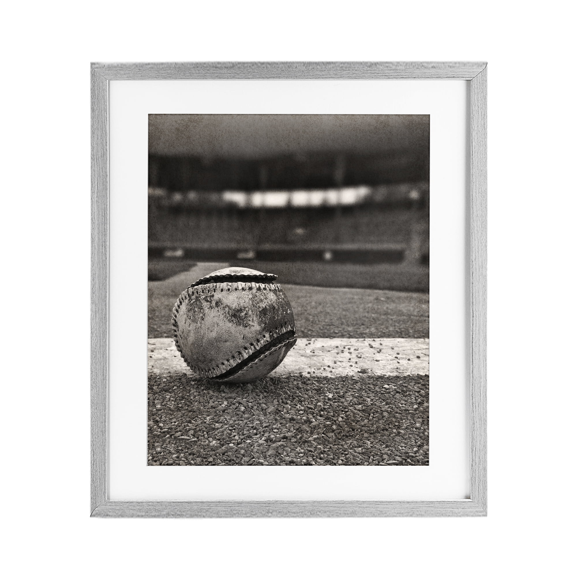 Stupell Industries Vintage Sports Weathered Baseball Gray Framed Print Under Glass, design by Marcus Prime