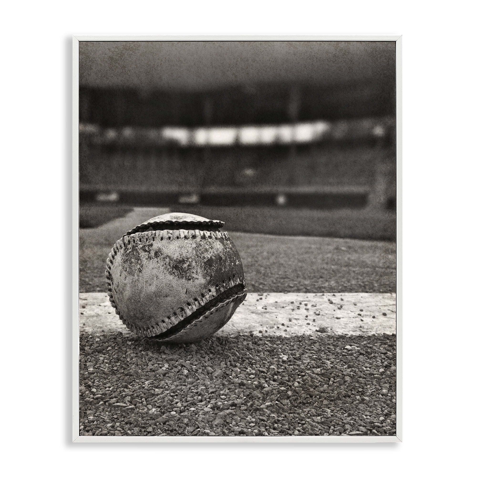 Stupell Industries Vintage Sports Weathered Baseball White Framed Giclee Art, design by Marcus Prime