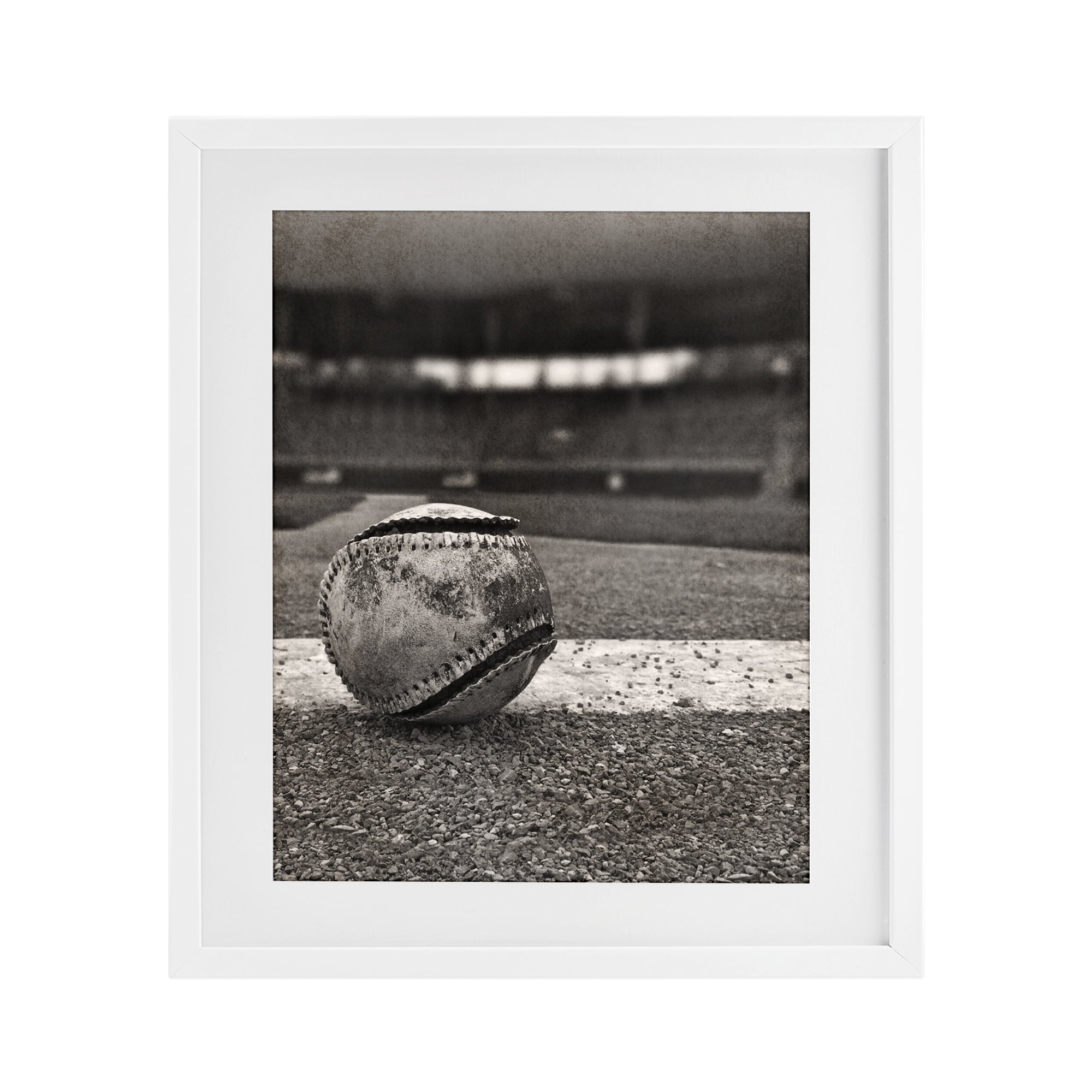 Stupell Industries Vintage Sports Weathered Baseball White Framed Print Under Glass, design by Marcus Prime