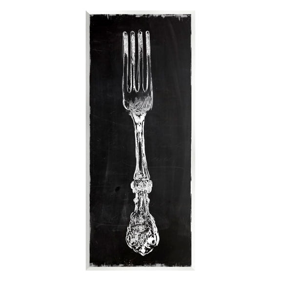 Stupell Industries Vintage Stenciled Fork Kitchen Cutlery Utensil Graphic Art Unframed Art Print Wall Art, Design by Carol Robinson