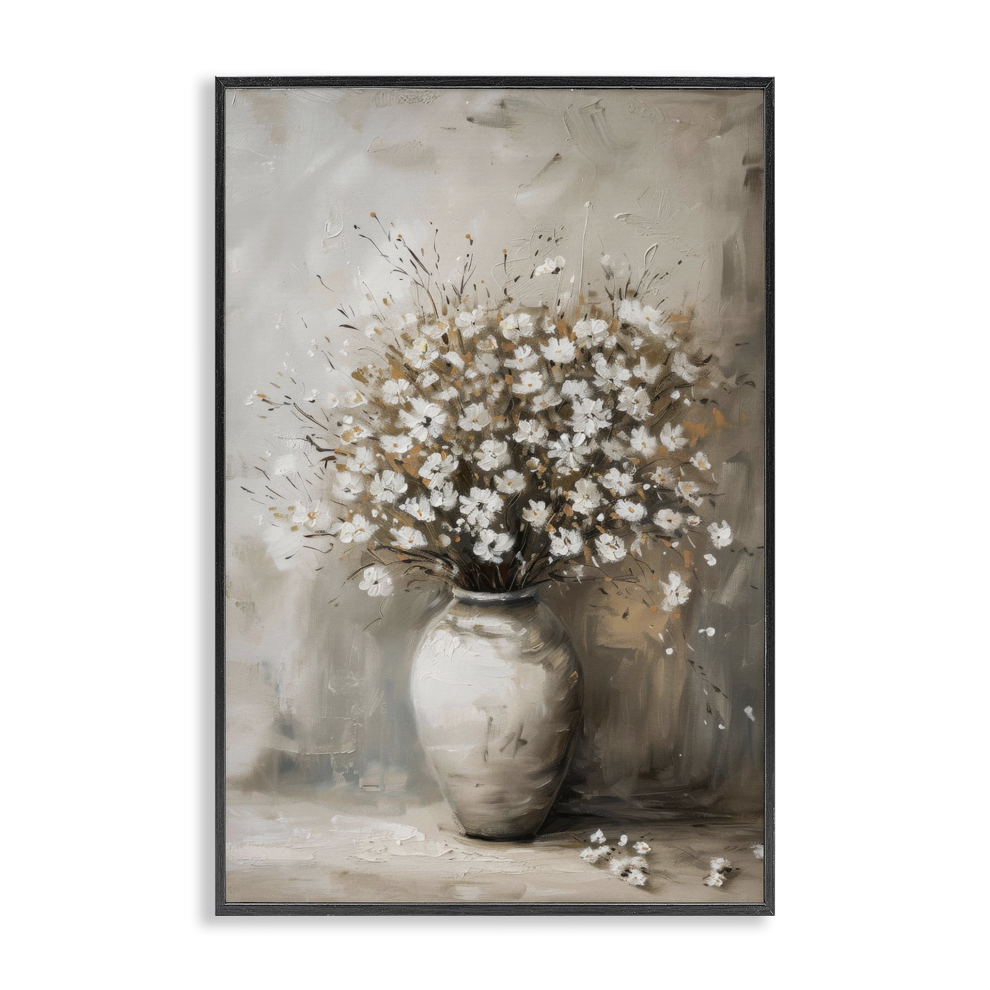 Stupell Industries Vintage Still Life Bouquet Plants & Flowers Painting Black Framed Art Print Wall Art, 12 x 18