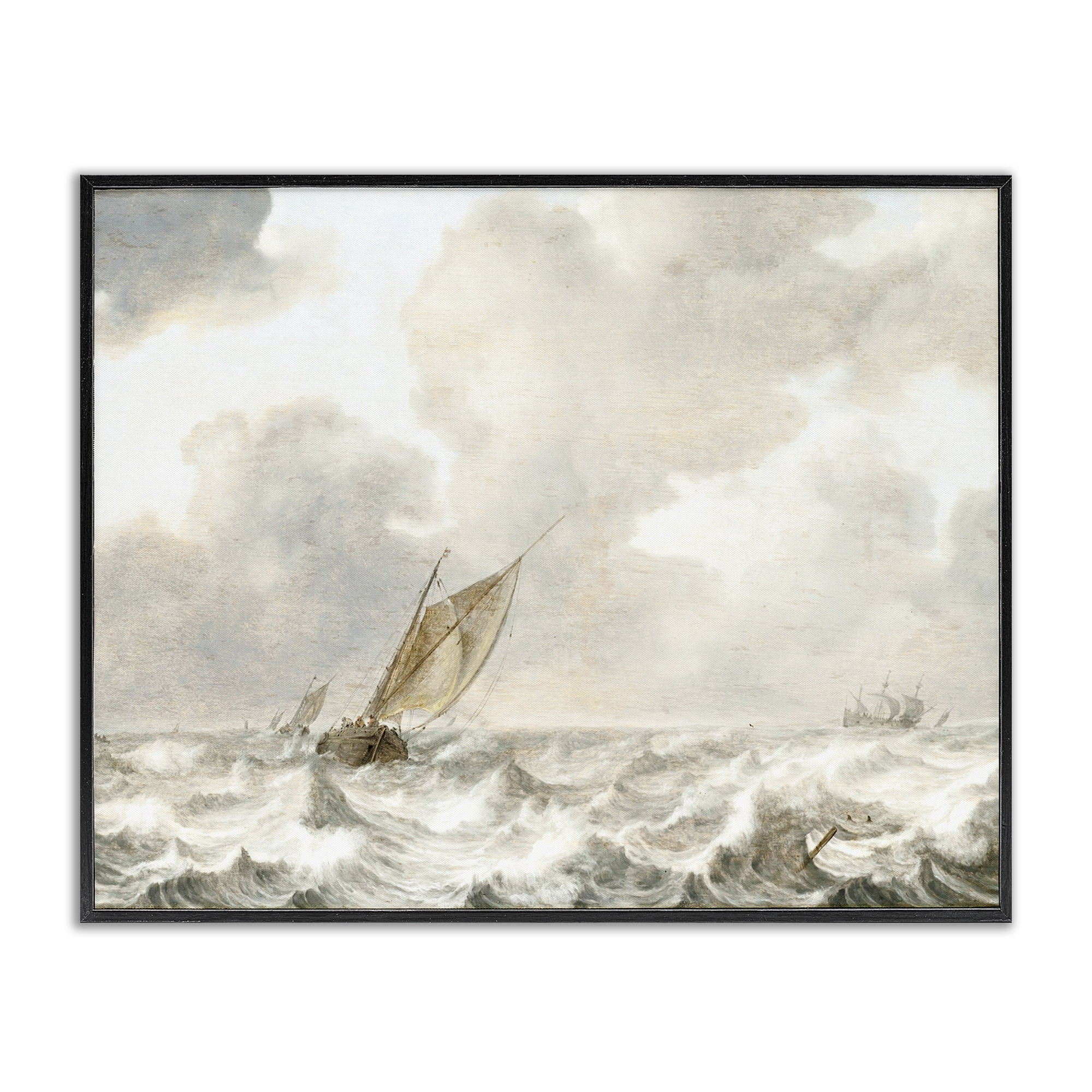Stupell Industries Vintage Stormy Seas Black Framed Giclee Art, design by Leah Straatsma