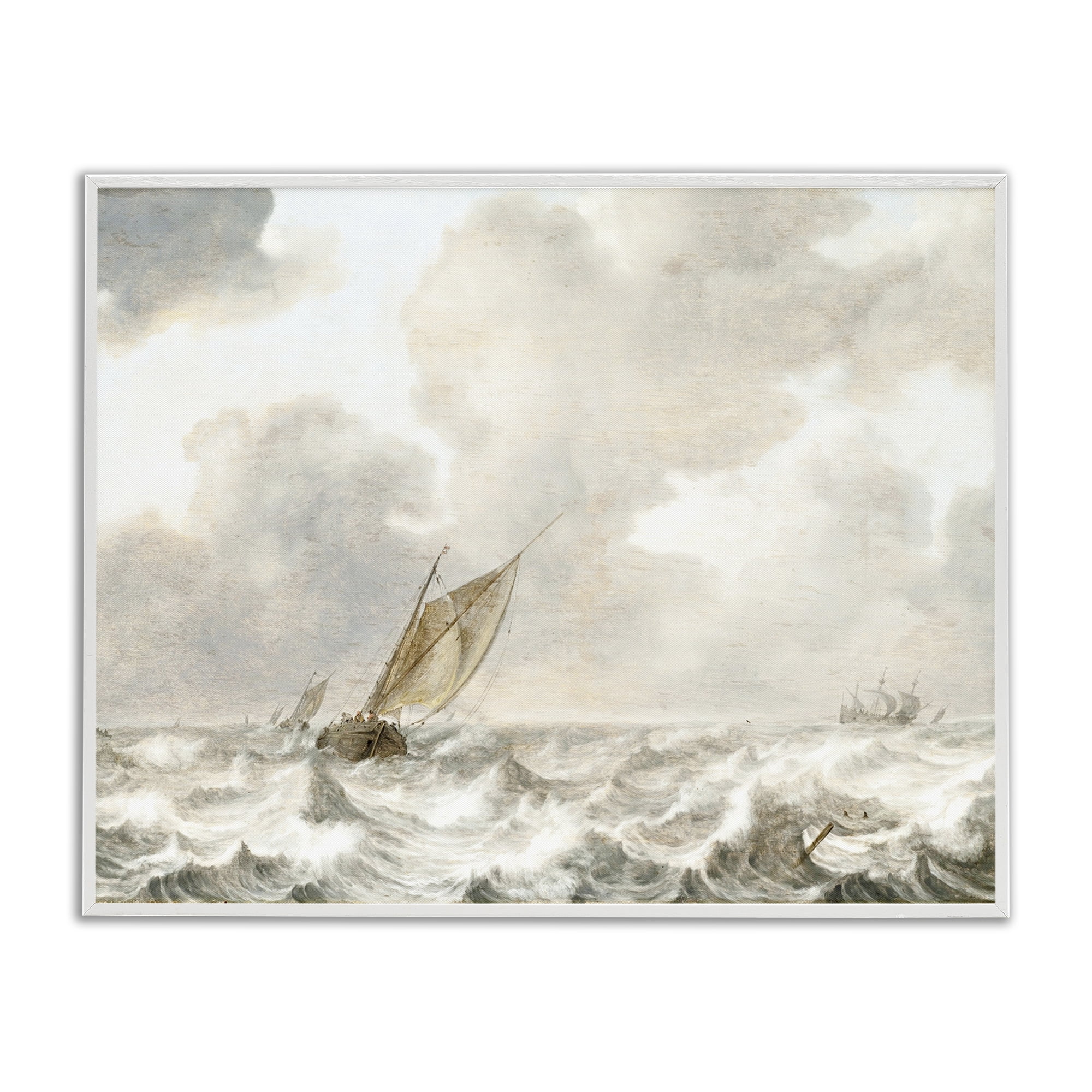 Stupell Industries Vintage Stormy Seas White Framed Giclee Art, design by Leah Straatsma