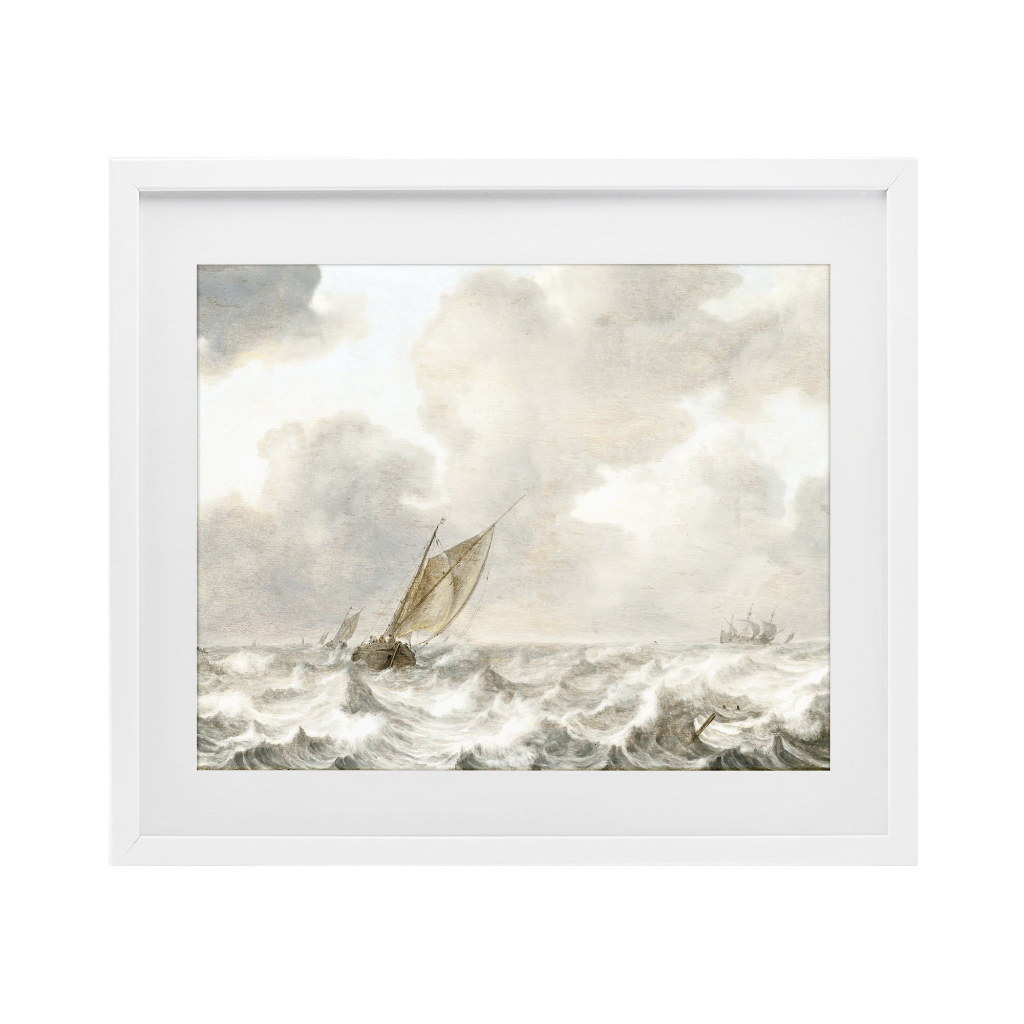 Stupell Industries Vintage Stormy Seas White Framed Print Under Glass, design by Leah Straatsma