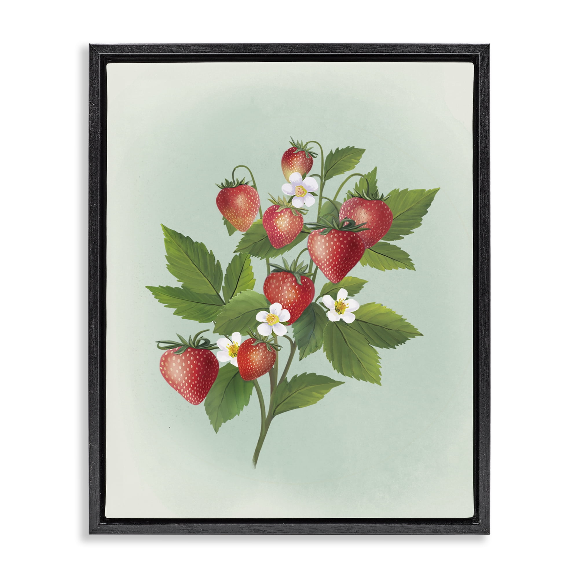Stupell Industries Vintage Strawberry Bundle Black Framed Floater Canvas Wall Art, design by Diane Neukirch