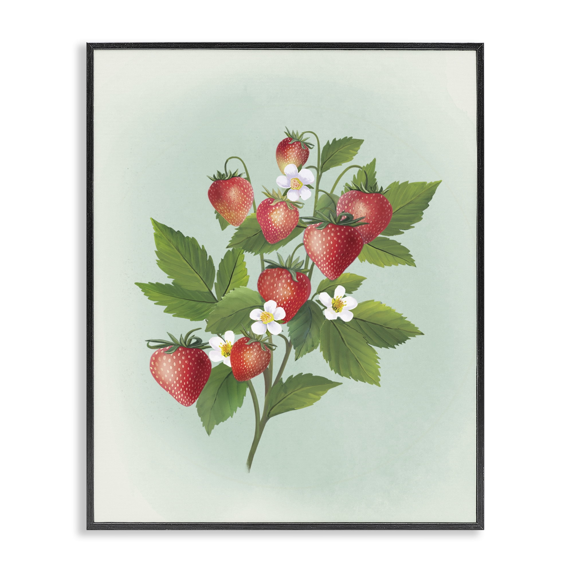 Stupell Industries Vintage Strawberry Bundle Black Framed Giclee Art, design by Diane Neukirch