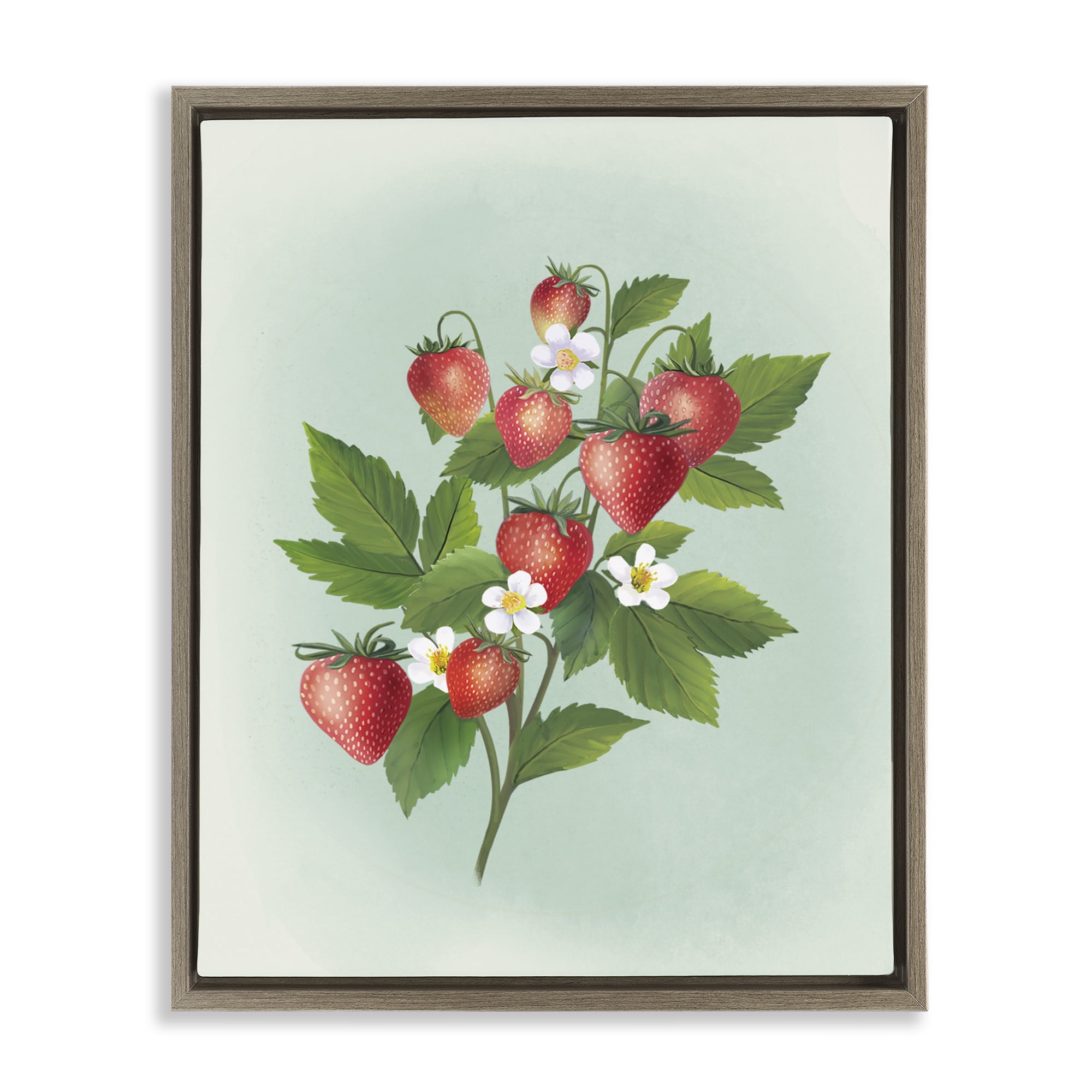 Stupell Industries Vintage Strawberry Bundle Brown Framed Floater Canvas Wall Art, design by Diane Neukirch
