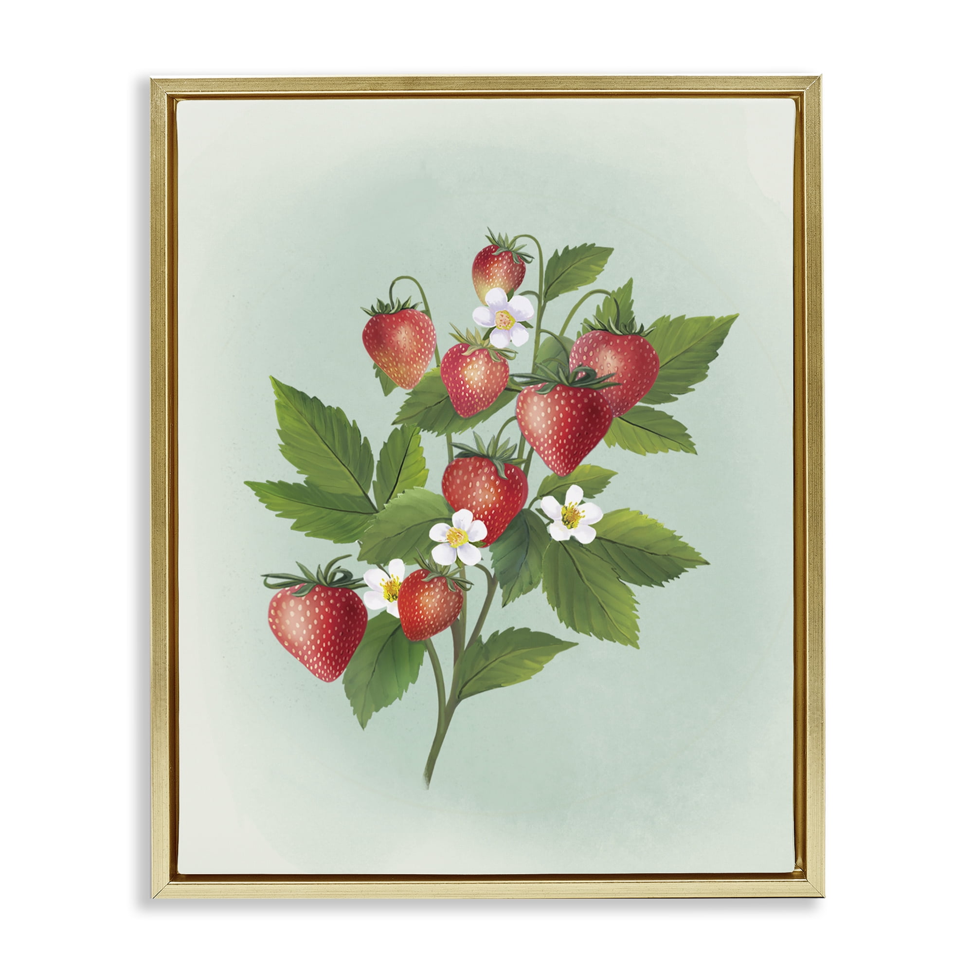 Stupell Industries Vintage Strawberry Bundle Gold Framed Floater Canvas Wall Art, design by Diane Neukirch