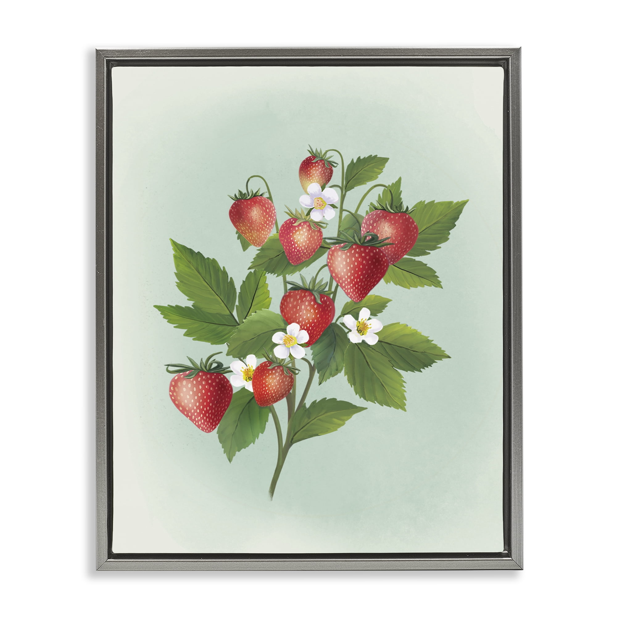 Stupell Industries Vintage Strawberry Bundle Gray Framed Floater Canvas Wall Art, design by Diane Neukirch