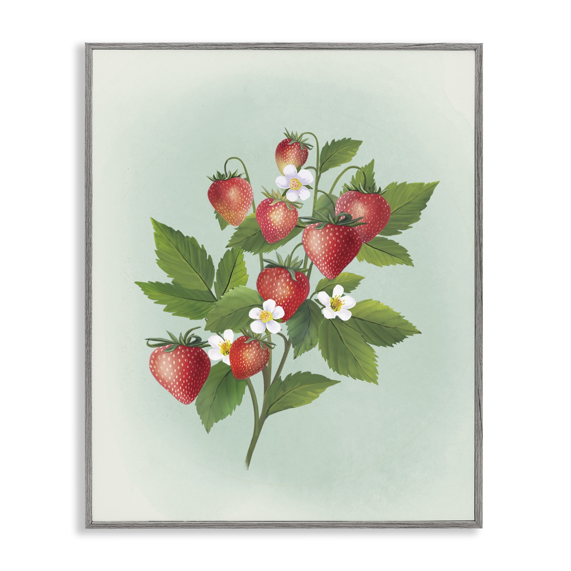 Stupell Industries Vintage Strawberry Bundle Gray Framed Giclee Art, design by Diane Neukirch