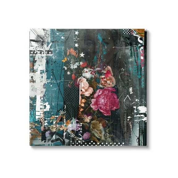 Stupell Industries Vintage Street Style Layered Collage Urban Floral Detail Canvas Wall Art, 24 x 24, Design by Teis Albers