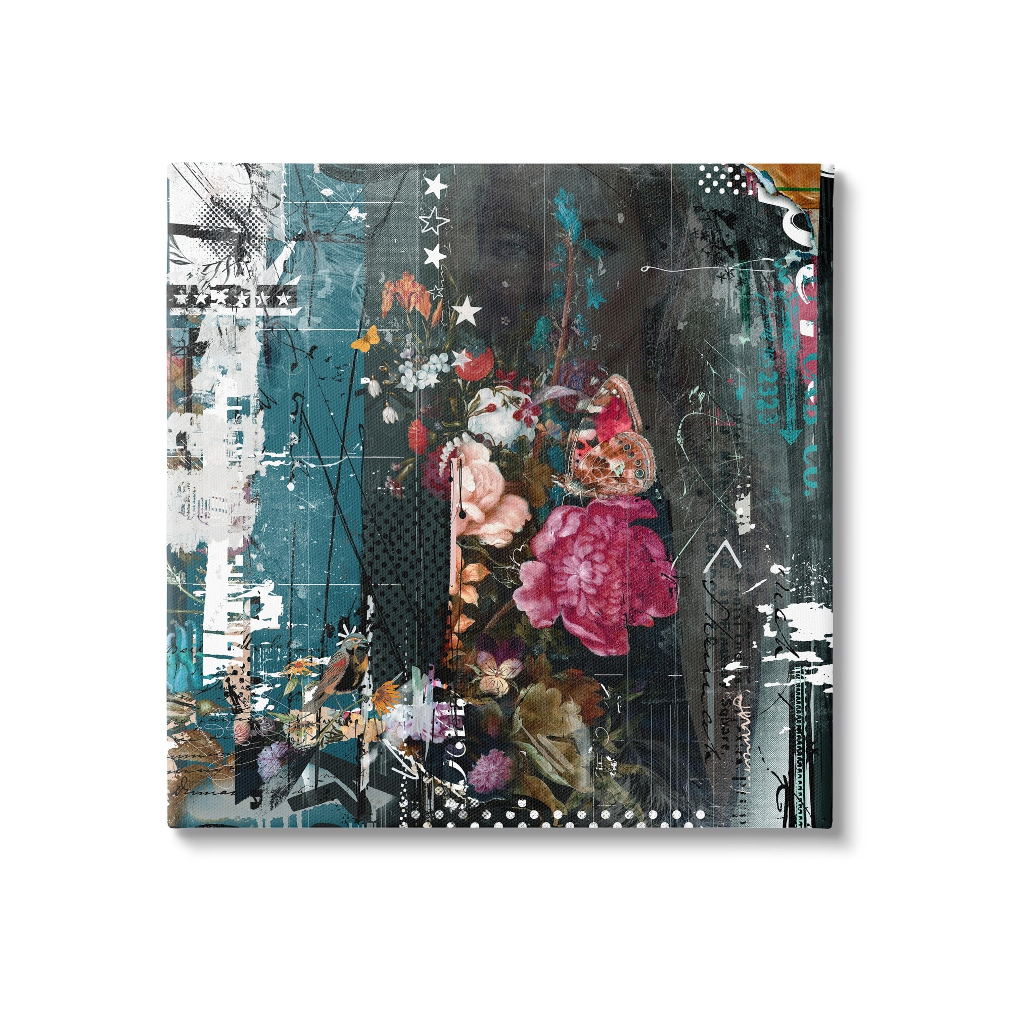 Stupell Industries Vintage Street Style Layered Collage Urban Floral Detail Canvas Wall Art, 36 x 36, Design by Teis Albers