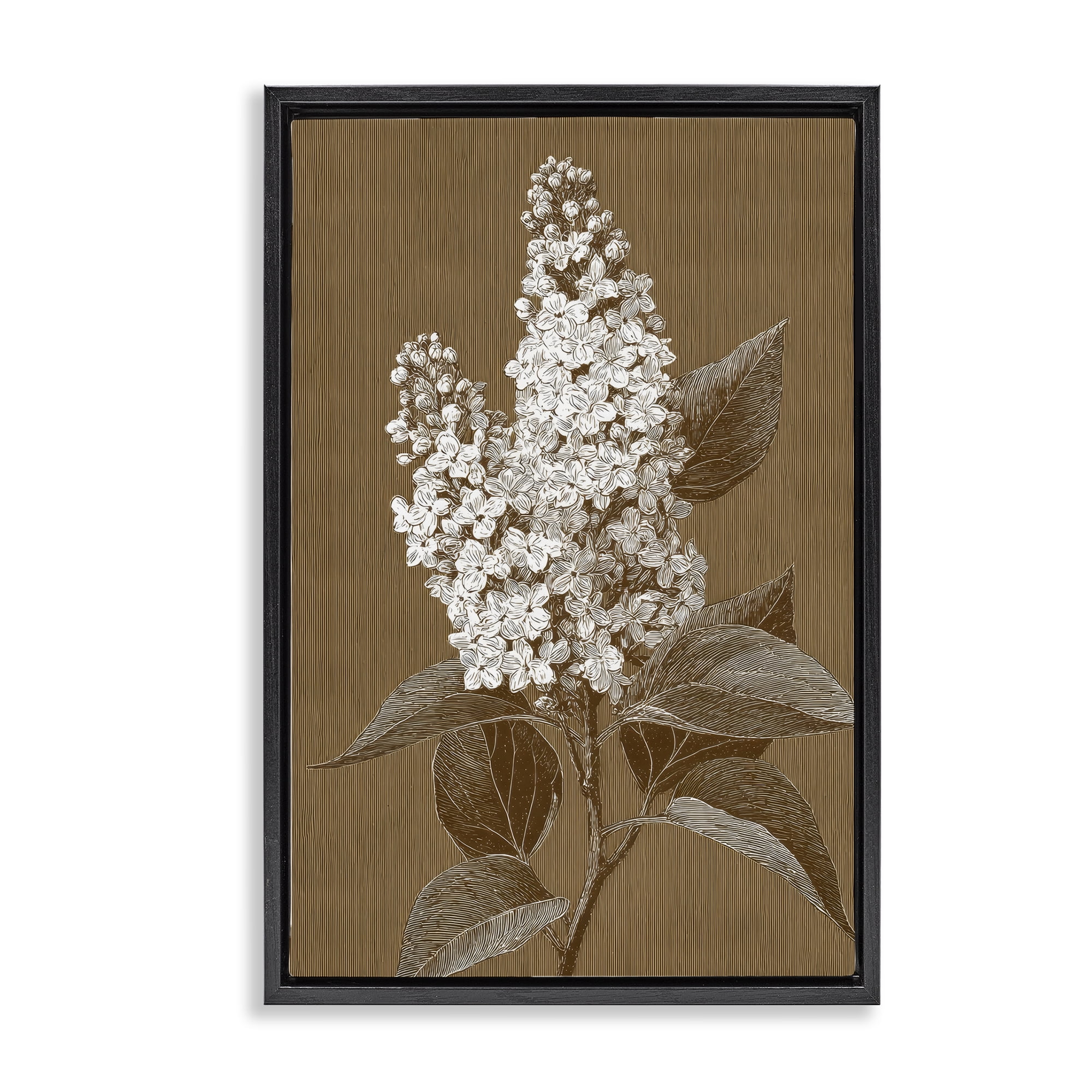 Stupell Industries Vintage Striped Lilac Study Black Framed Floater Canvas Wall Art, design by Petal Prints Design