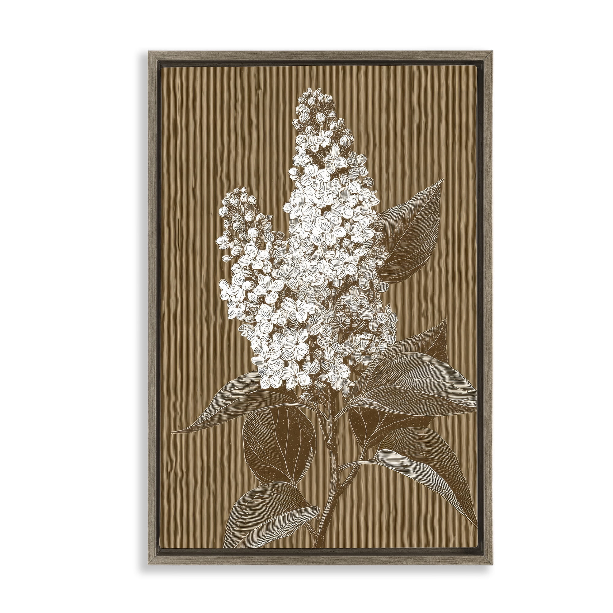 Stupell Industries Vintage Striped Lilac Study Brown Framed Floater Canvas Wall Art, design by Petal Prints Design
