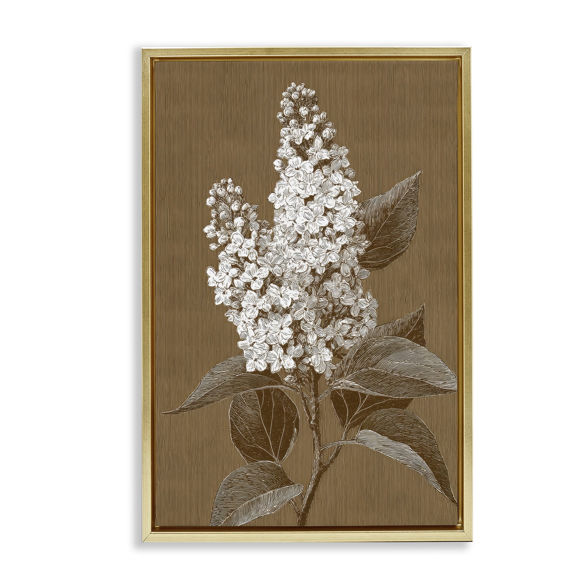Stupell Industries Vintage Striped Lilac Study Gold Framed Floater Canvas Wall Art, design by Petal Prints Design