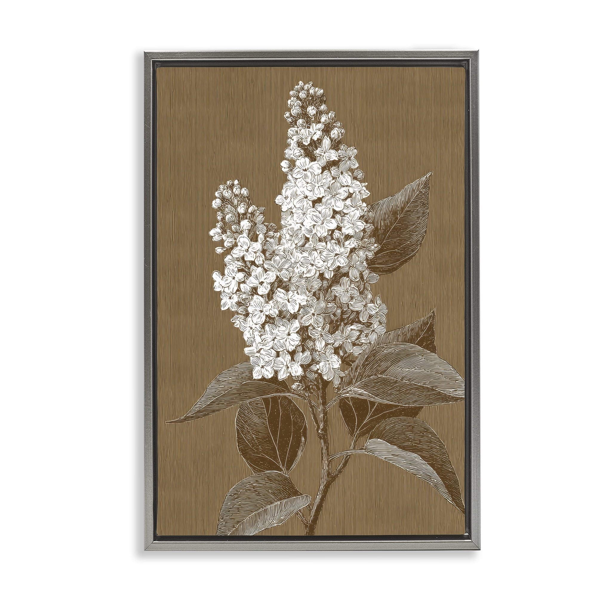 Stupell Industries Vintage Striped Lilac Study Gray Framed Floater Canvas Wall Art, design by Petal Prints Design