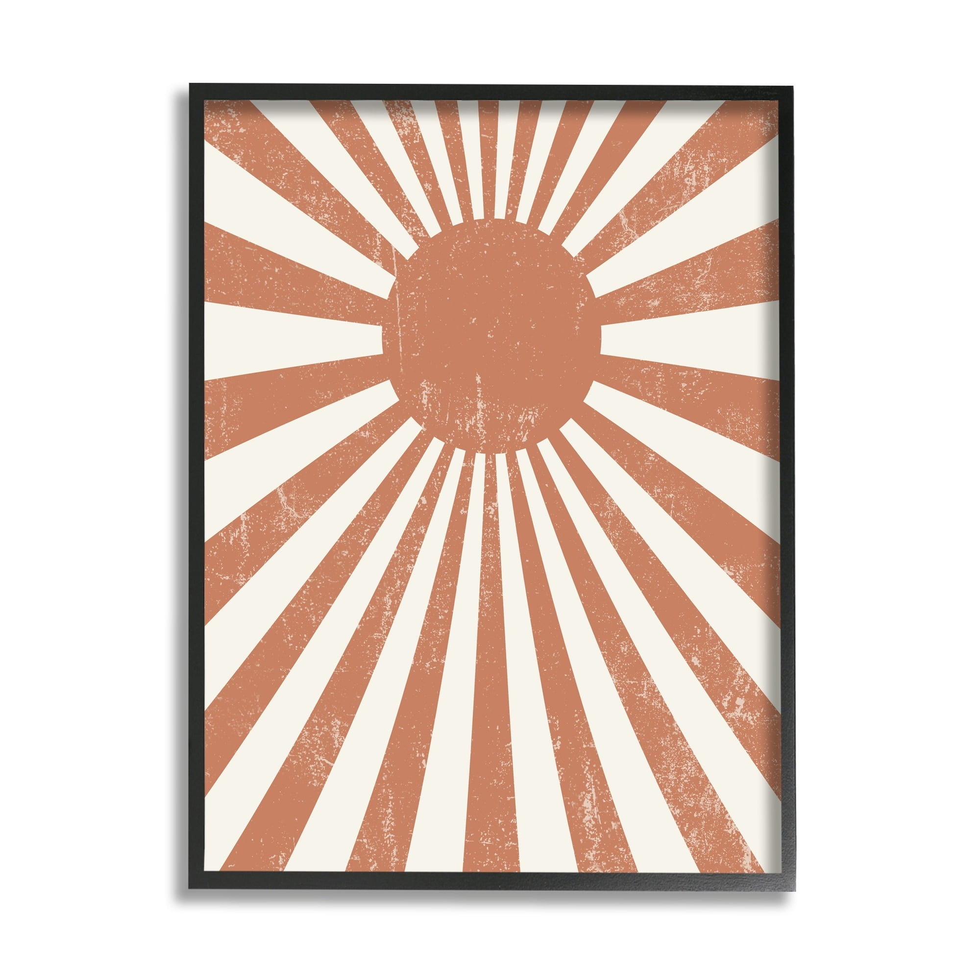 Stupell Industries Vintage Striped Sun Rays Beaming Weathered Design Graphic Art Black Framed Art Print Wall Art, Design by Daphne Polselli
