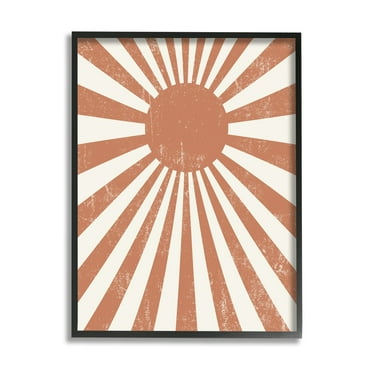 Stupell Industries Vintage Striped Sun Rays Beaming Weathered Design Graphic Art Black Framed Art Print Wall Art, Design by Daphne Polselli