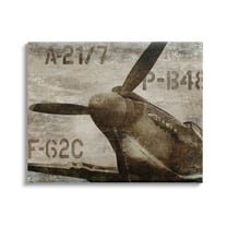 Stupell Industries Vintage Style Airplane Propeller Aircraft Sepia Monochrome Canvas Wall Art, 20 x 16, Design by Dylan Matthews