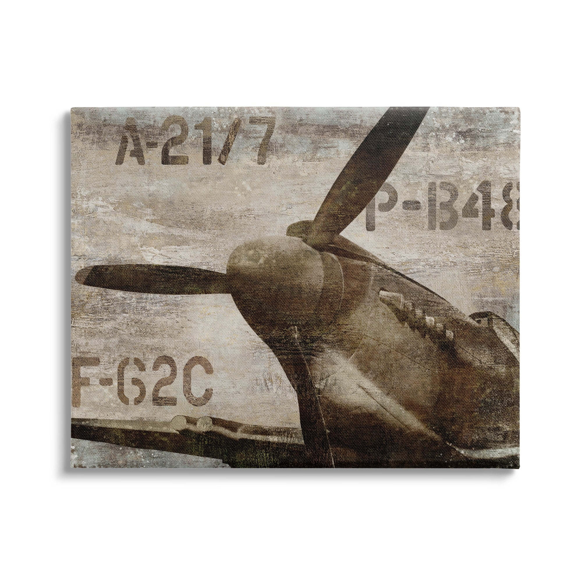 Stupell Industries Vintage Style Airplane Propeller Aircraft Sepia Monochrome Canvas Wall Art, 40 x 30, Design by Dylan Matthews