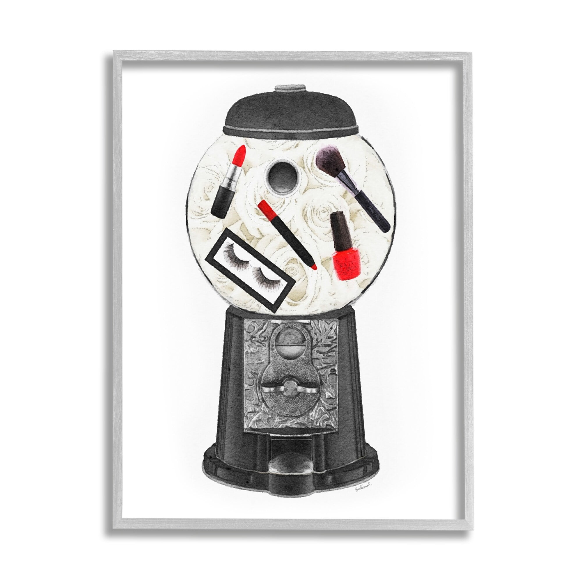 Stupell Industries Vintage Style Candy Dispenser Glam Makeup Cosmetics Framed Wall Art, 16 x 20, Design by Amanda Greenwood