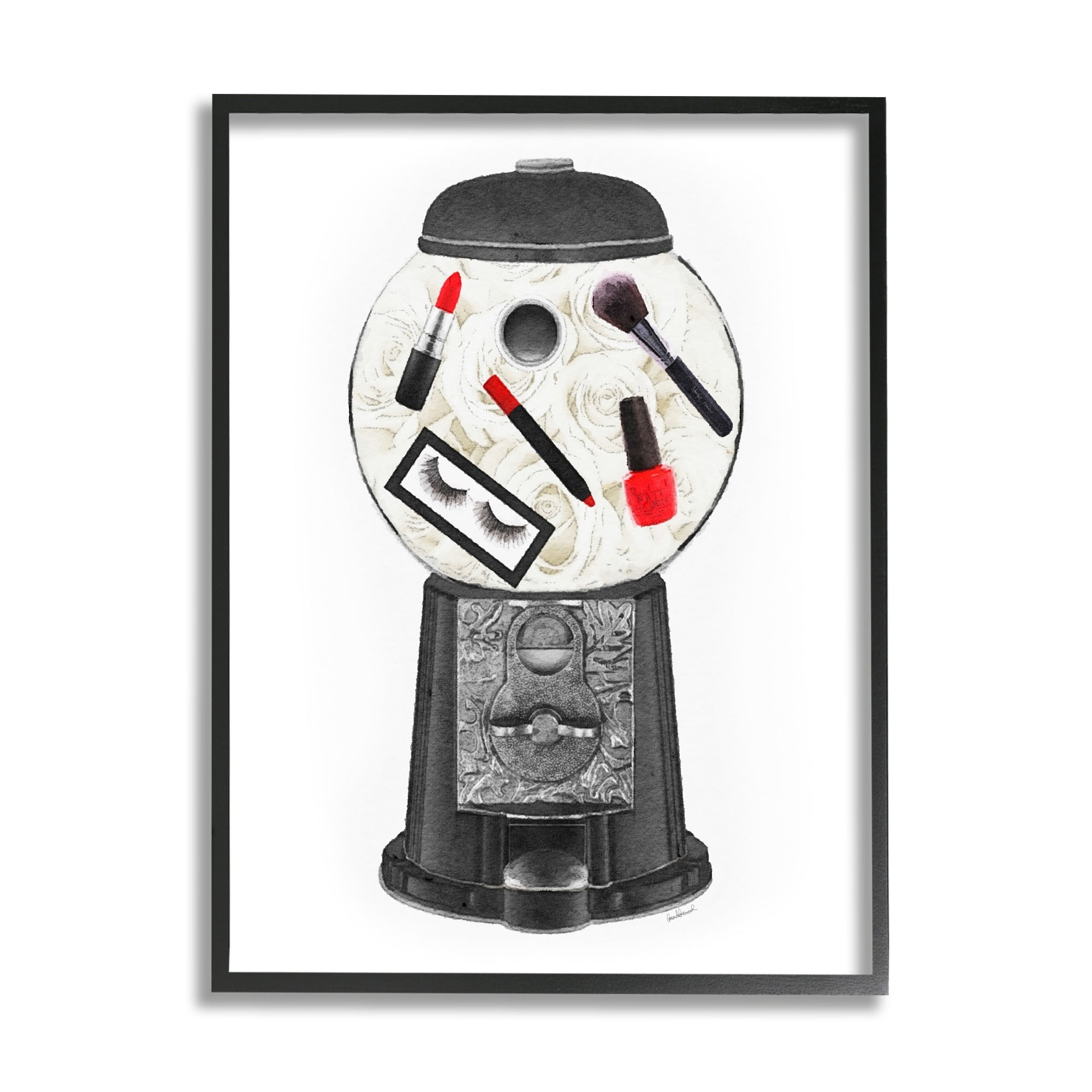 Stupell Industries Vintage Style Candy Dispenser Glam Makeup Cosmetics Framed Wall Art, 24 x 30, Design by Amanda Greenwood