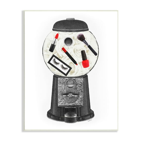 Stupell Industries Vintage Style Candy Dispenser Glam Makeup Cosmetics Wood Wall Art, 13 x 19, Design by Amanda Greenwood