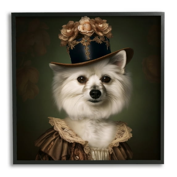 Stupell Industries Vintage Style Dog Portrait Animals & Insects Painting Black Framed Art Print Wall Art, 24 x 24