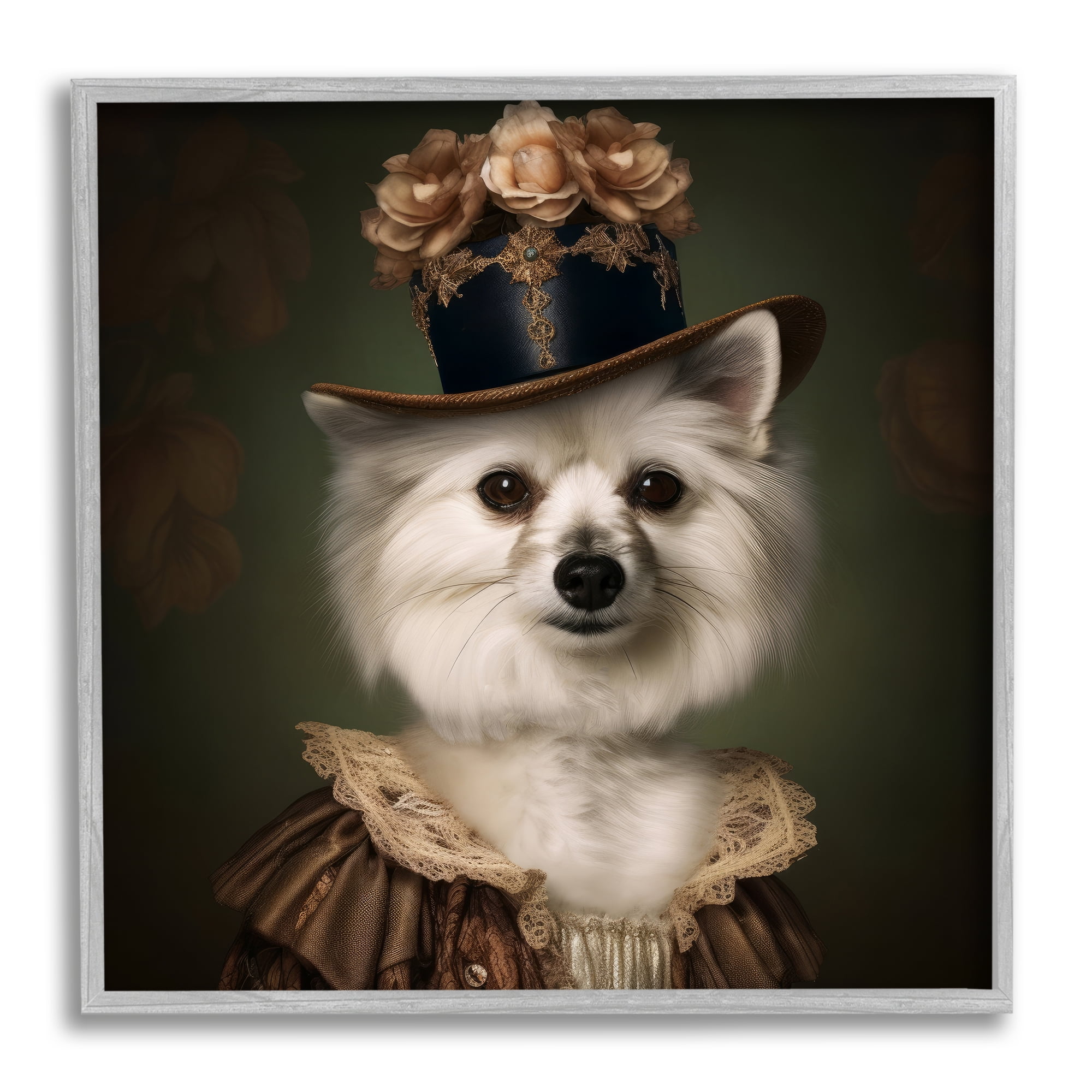 Stupell Industries Vintage Style Dog Portrait Animals & Insects Painting Gray Framed Art Print Wall Art, 24 x 24