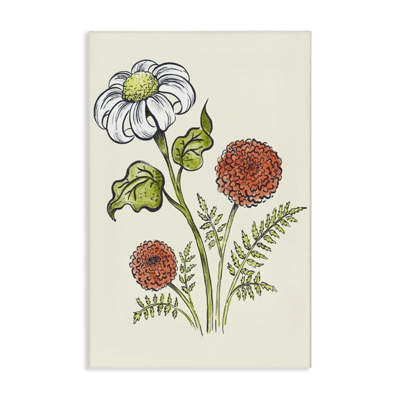 Stupell Industries Vintage Style Garden Blossoms Floral Painting Wrapped Canvas Canvas Art Print Wall Art, 20 x 30