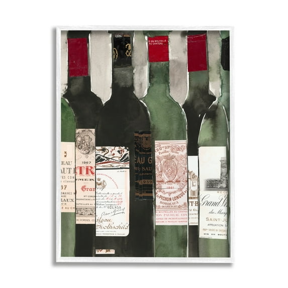 Stupell Industries Vintage Style Green Labeled Liquor Wine Bottles , 11 x 14, Design by Samuel Dixon