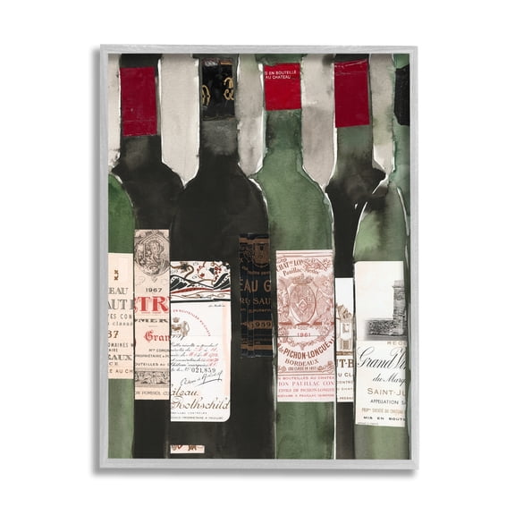 Stupell Industries Vintage Style Green Labeled Liquor Wine Bottles , 11 x 14, Design by Samuel Dixon