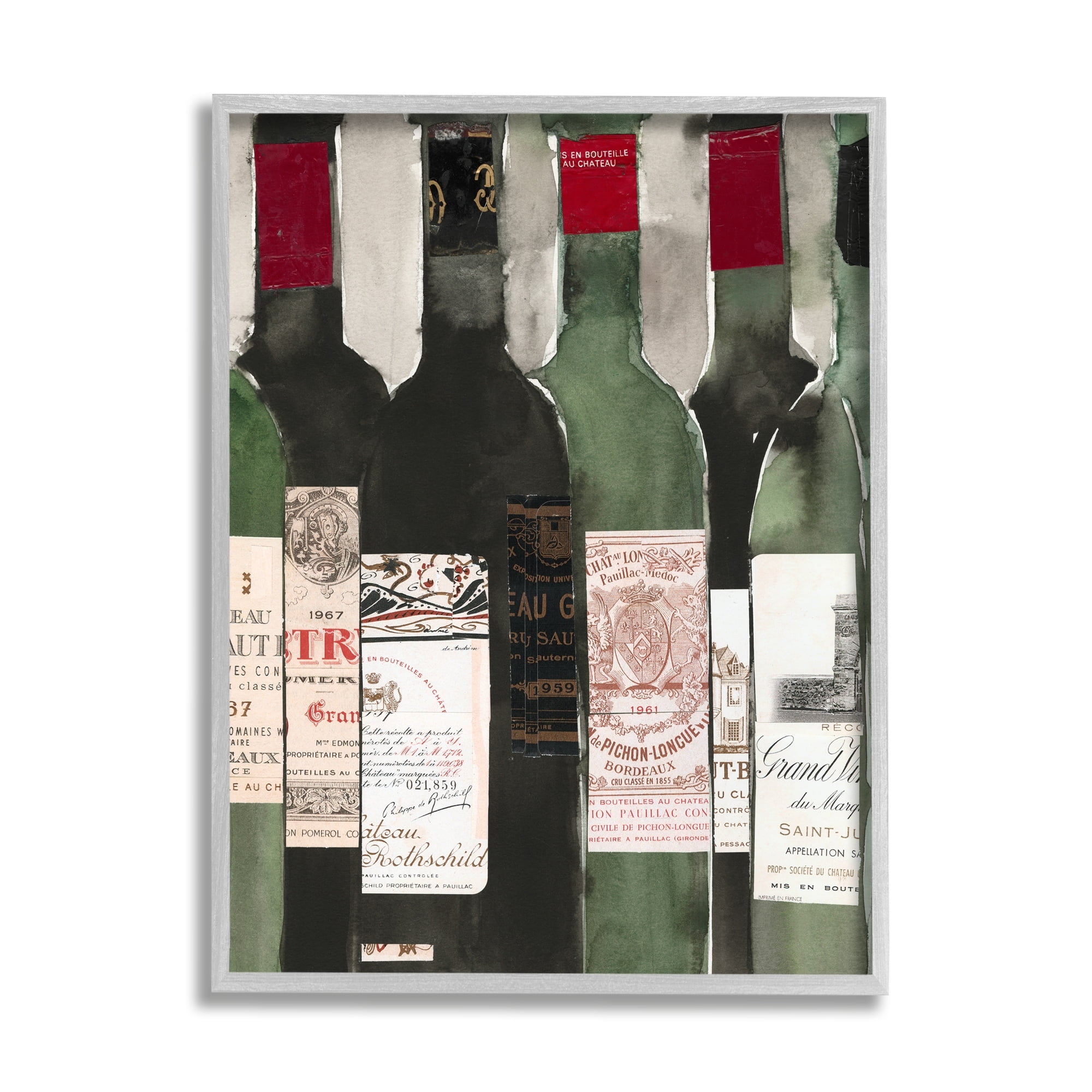 Stupell Industries Vintage Style Green Labeled Liquor Wine Bottles , 24 x 30, Design by Samuel Dixon