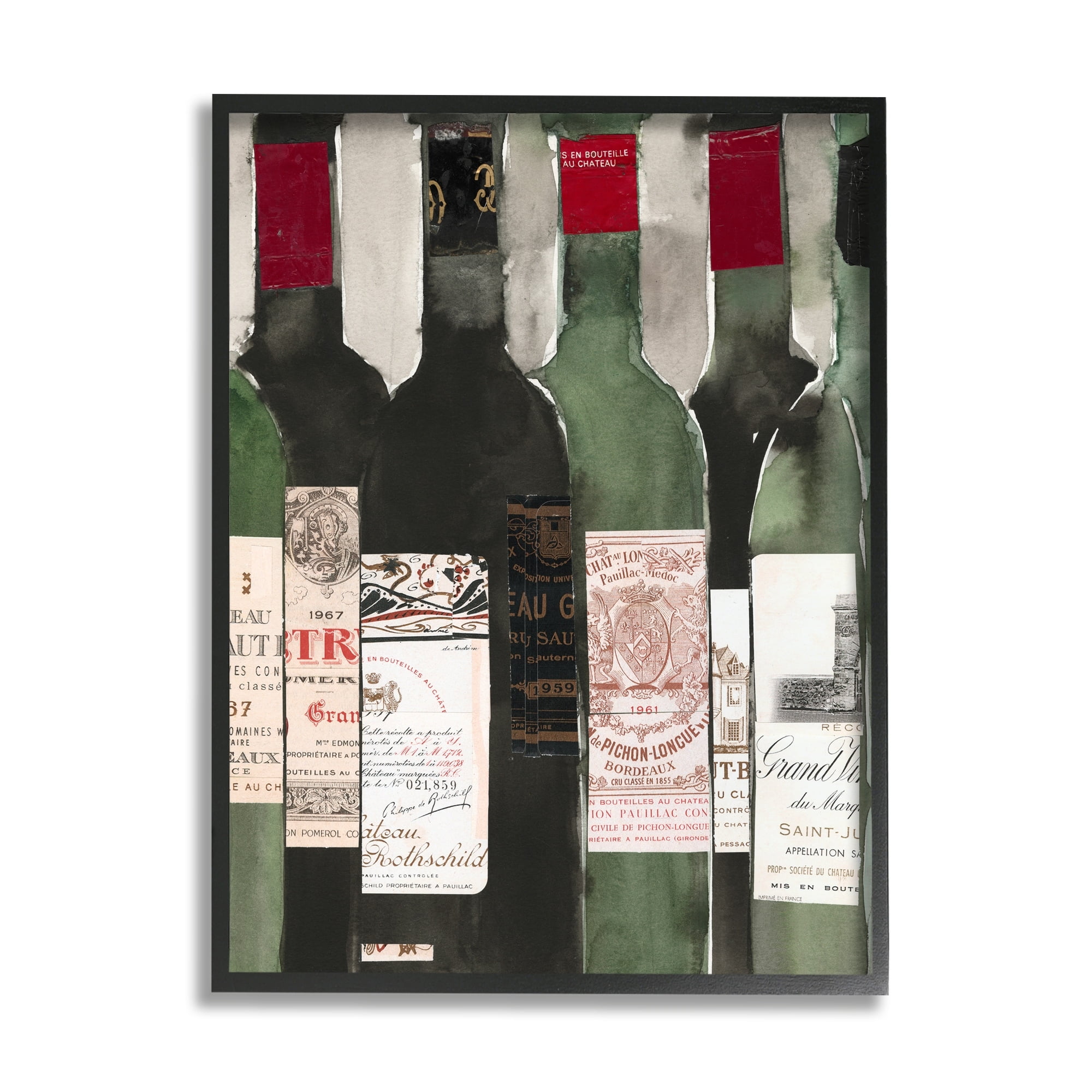 Stupell Industries Vintage Style Green Labeled Liquor Wine Bottles , 24 x 30, Design by Samuel Dixon