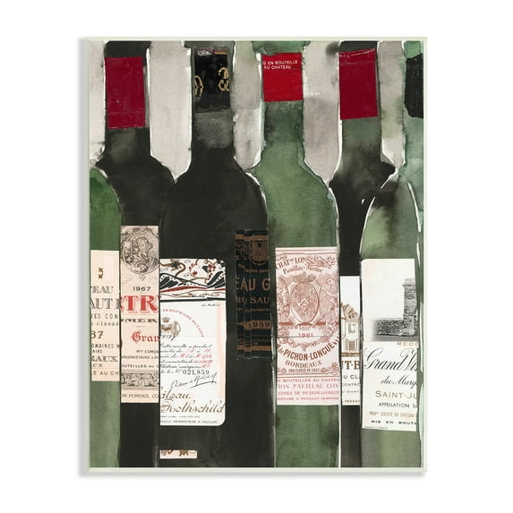 Stupell Industries Vintage Style Green Labeled Liquor Wine Bottles Paintings Unframed Art Print Wall Art, 10x15, by Samuel Dixon