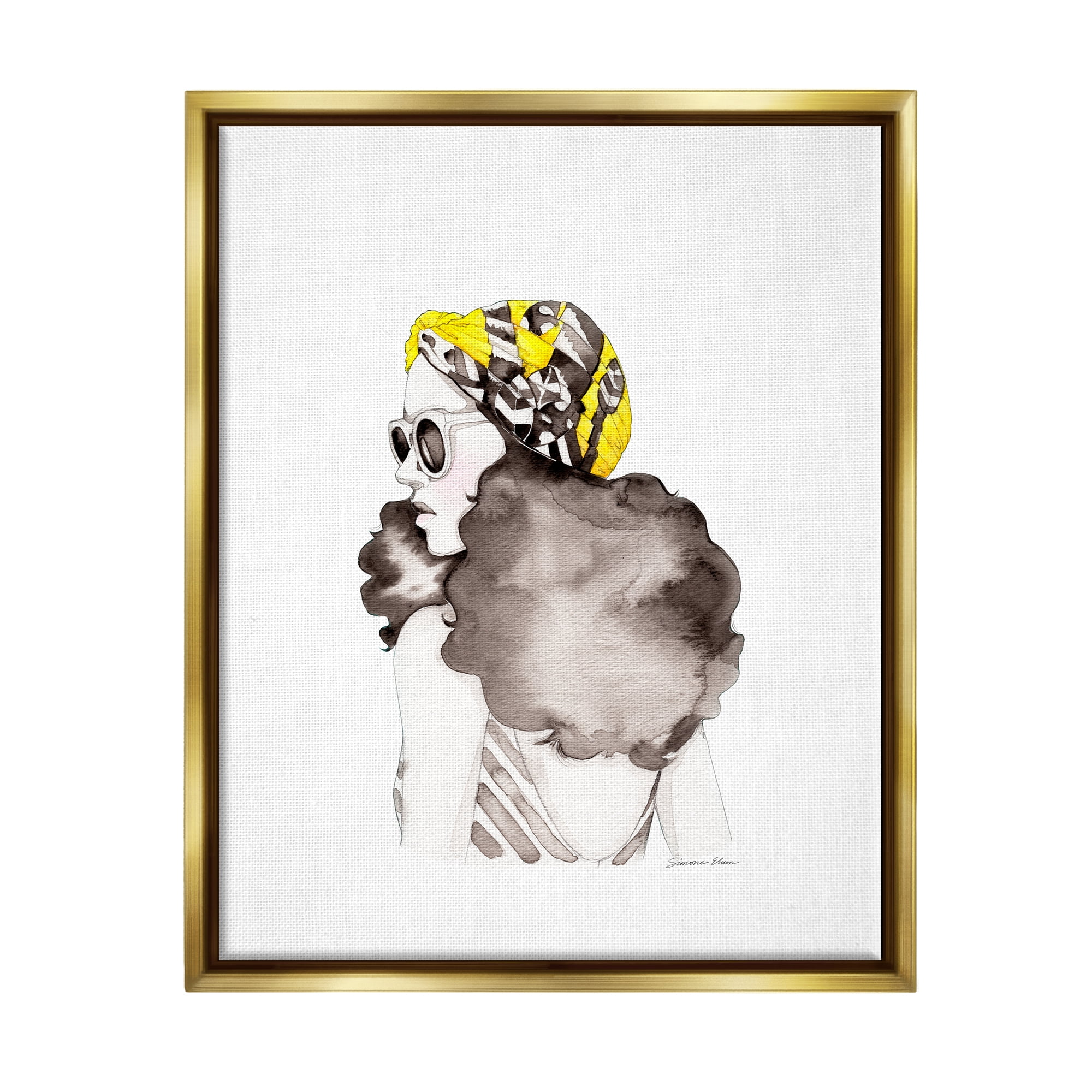 Stupell Industries Vintage Style Woman Beauty & Fashion Painting Gold Floater Framed Art Print Wall Art, 25 x 31