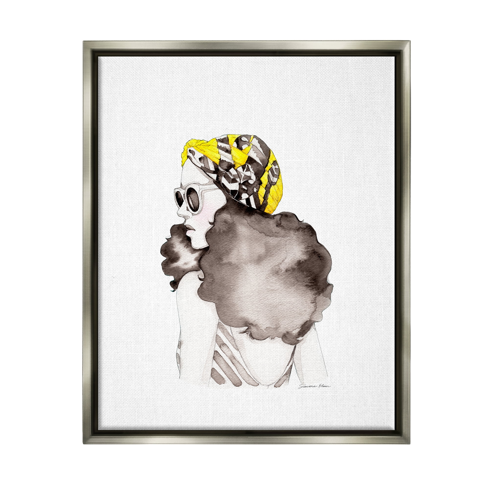 Stupell Vintage Style Woman Beauty & Fashion Painting Gray Floater Framed Art Print Wall Art, 25 x 31