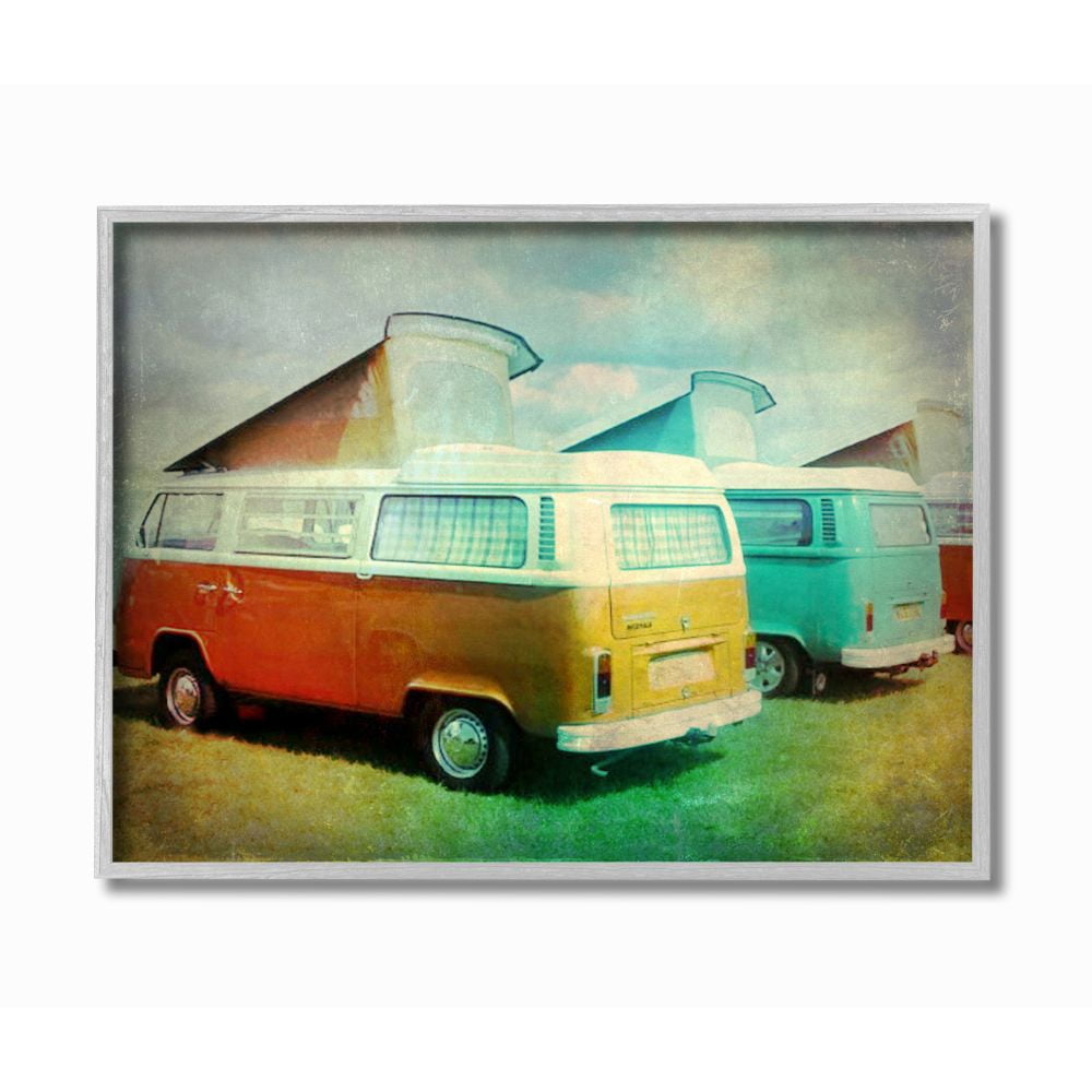 Stupell Industries Vintage Summer Automobiles with Iconic Van Design Designed by Ashley Calhoun