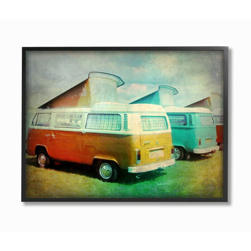 Stupell Industries Vintage Summer Automobiles with Iconic Van Design Designed by Ashley Calhoun