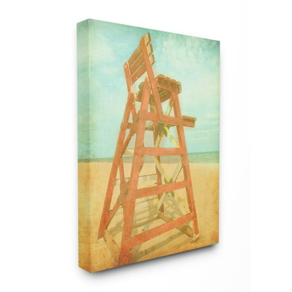 Stupell Industries Vintage Summer Red Lifeguard Chair Beach Sand Photograph Designed by Ashley Calhoun