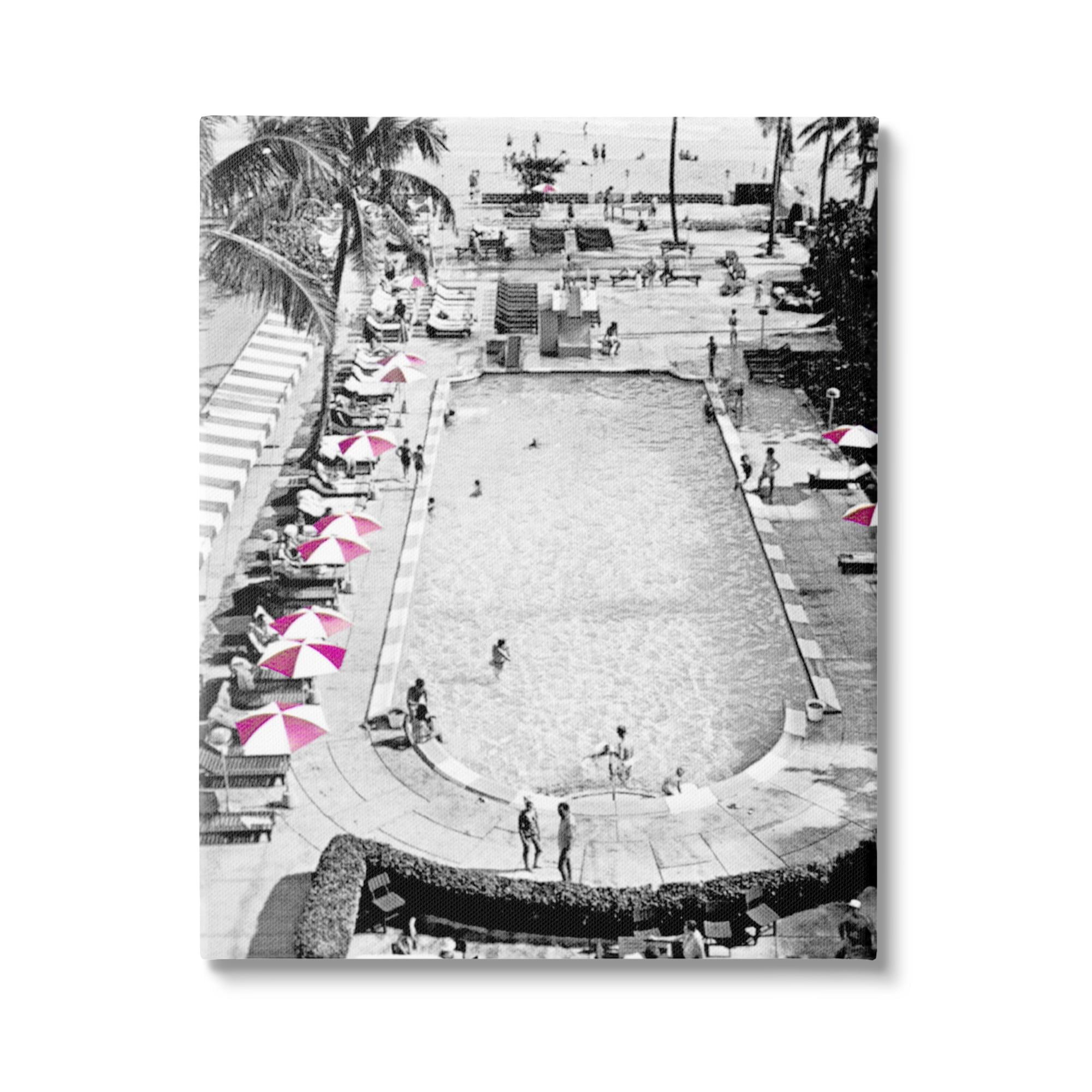 Stupell Industries Vintage Summer Resort Beach Pool Coastal Painting Gallery Wrapped Canvas Print Wall Art