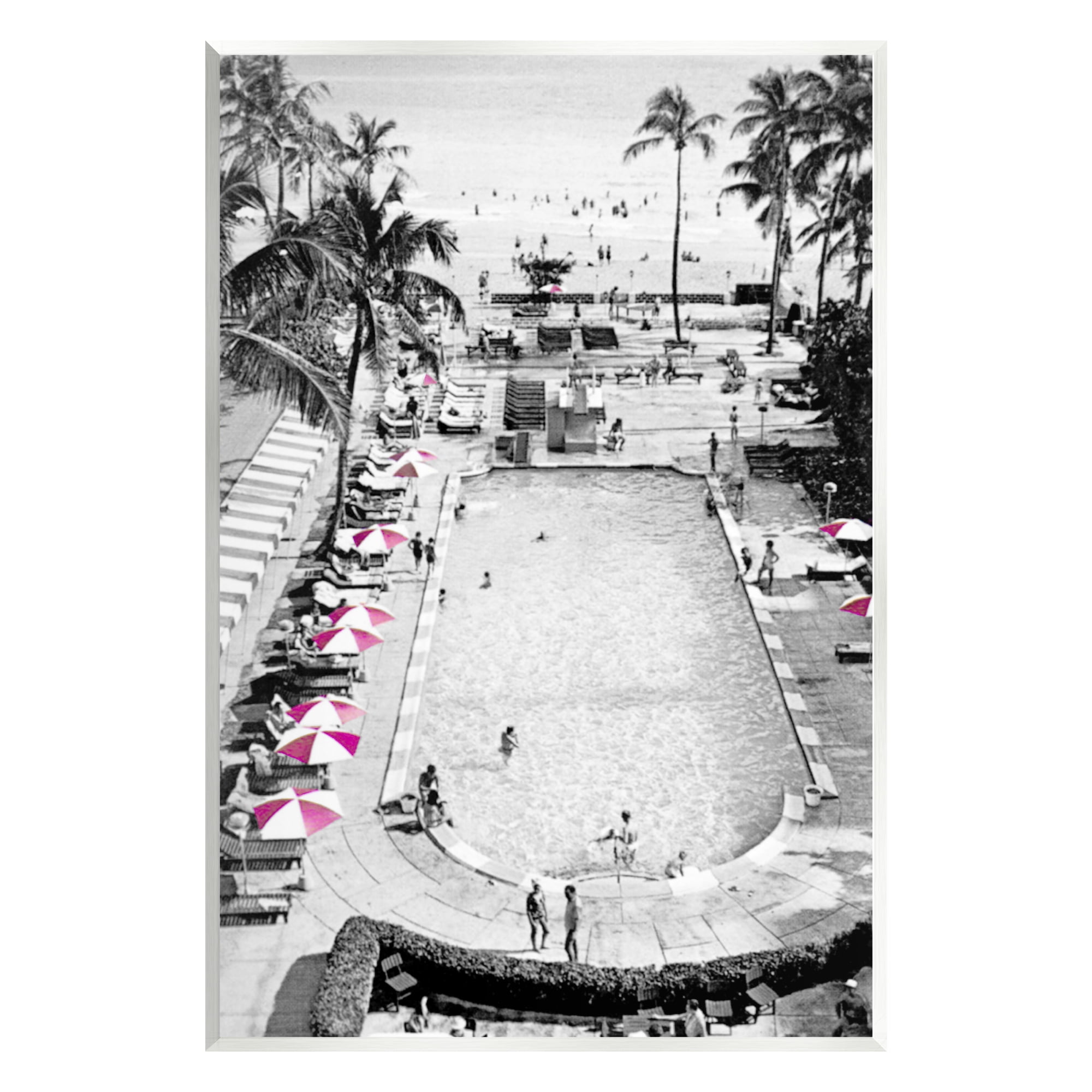 Stupell Industries Vintage Summer Resort Beach Pool Coastal Painting Unframed Art Print Wall Art