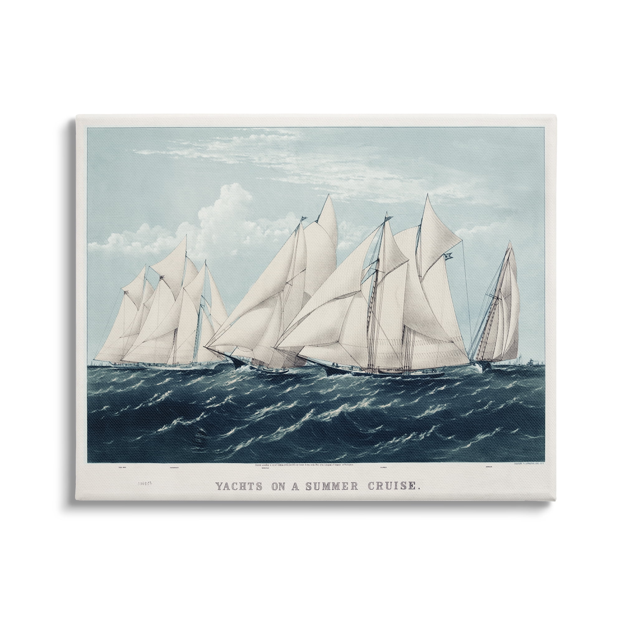 Stupell Industries Vintage Summertime Yachts Transportation Painting Gallery Wrapped Canvas Print Wall Art, 48 x 36