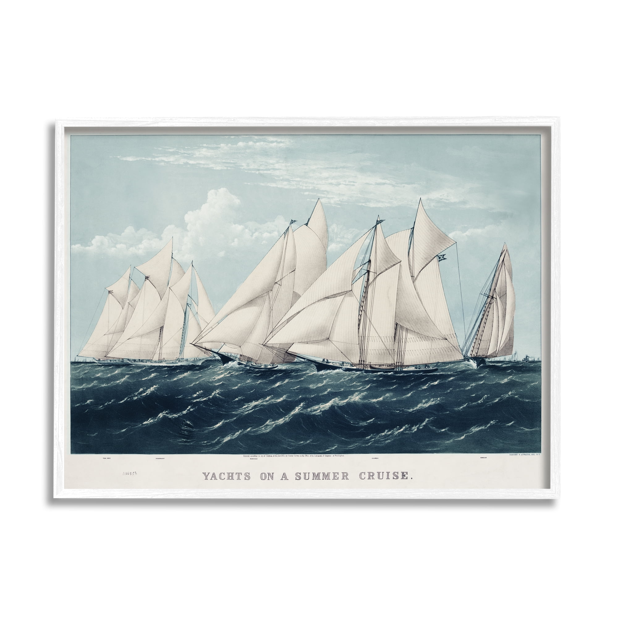 Stupell Industries Vintage Summertime Yachts Transportation Painting White Framed Art Print Wall Art, 14 x 11