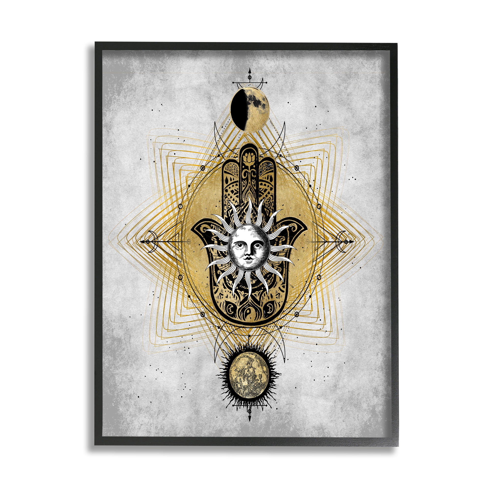 Stupell Industries Vintage Sun Patterned Hamsa Symbol Astrological Geometry, 24 x 30, Designed by Oliver Jeffries