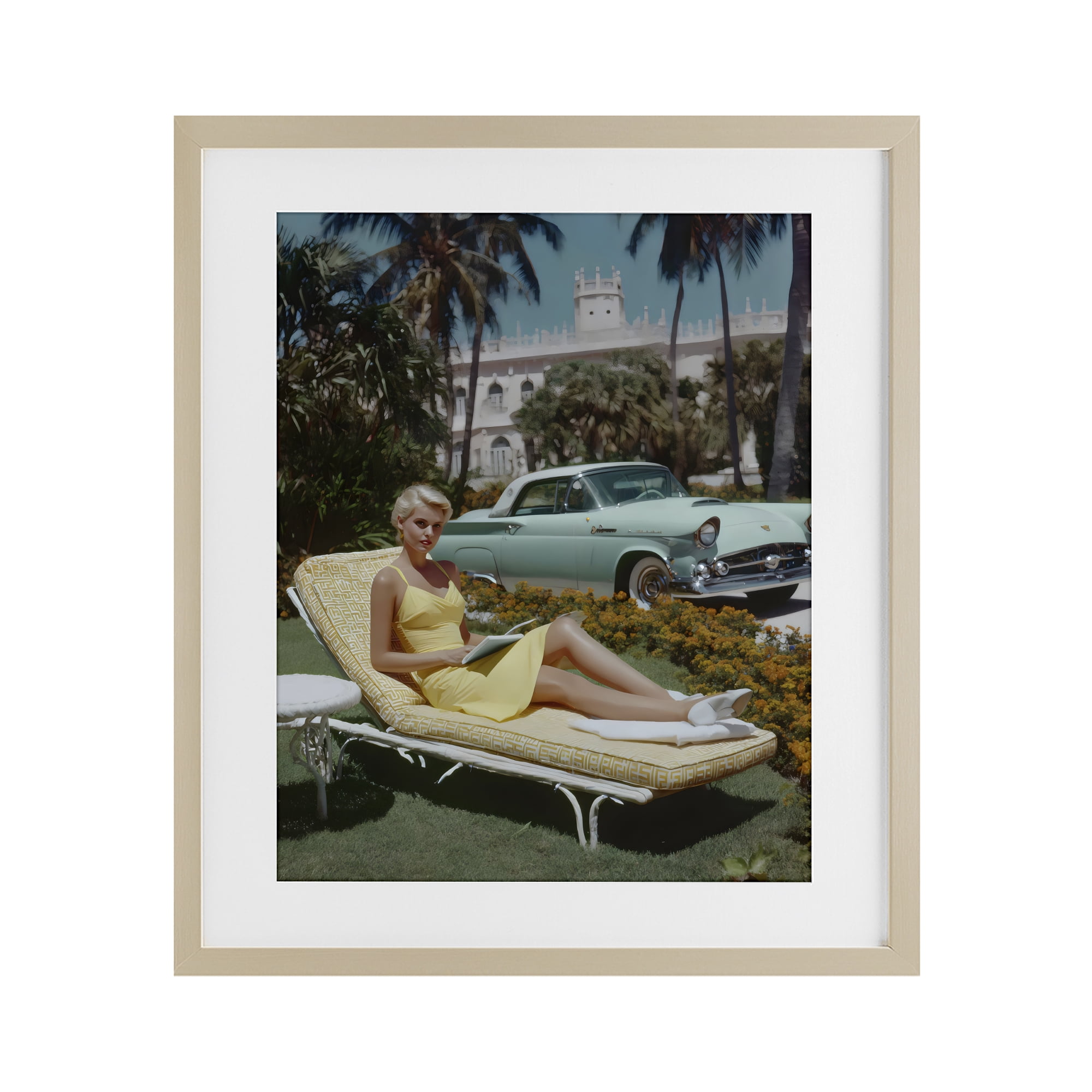 Stupell Industries Vintage Sunbathing Woman Birch Framed Print Under Glass, design by Franklyn Gregory