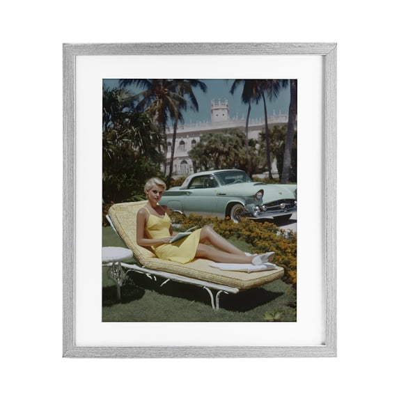 Stupell Industries Traditional Vintage Sunbathing Woman Gray Framed Print Under Glass, 17 x 21, by Franklyn Gregory