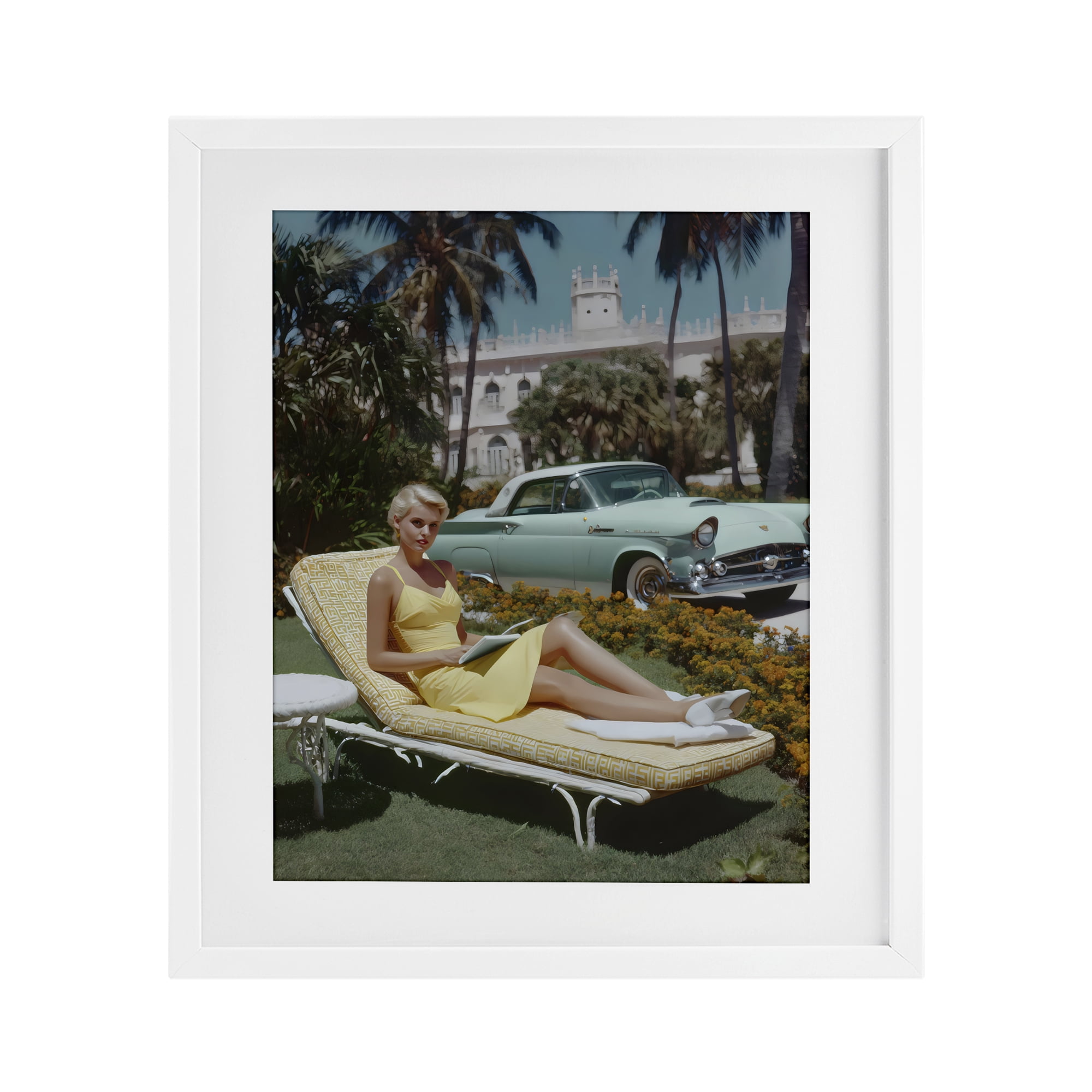 Stupell Industries Vintage Sunbathing Woman White Framed Print Under Glass, design by Franklyn Gregory