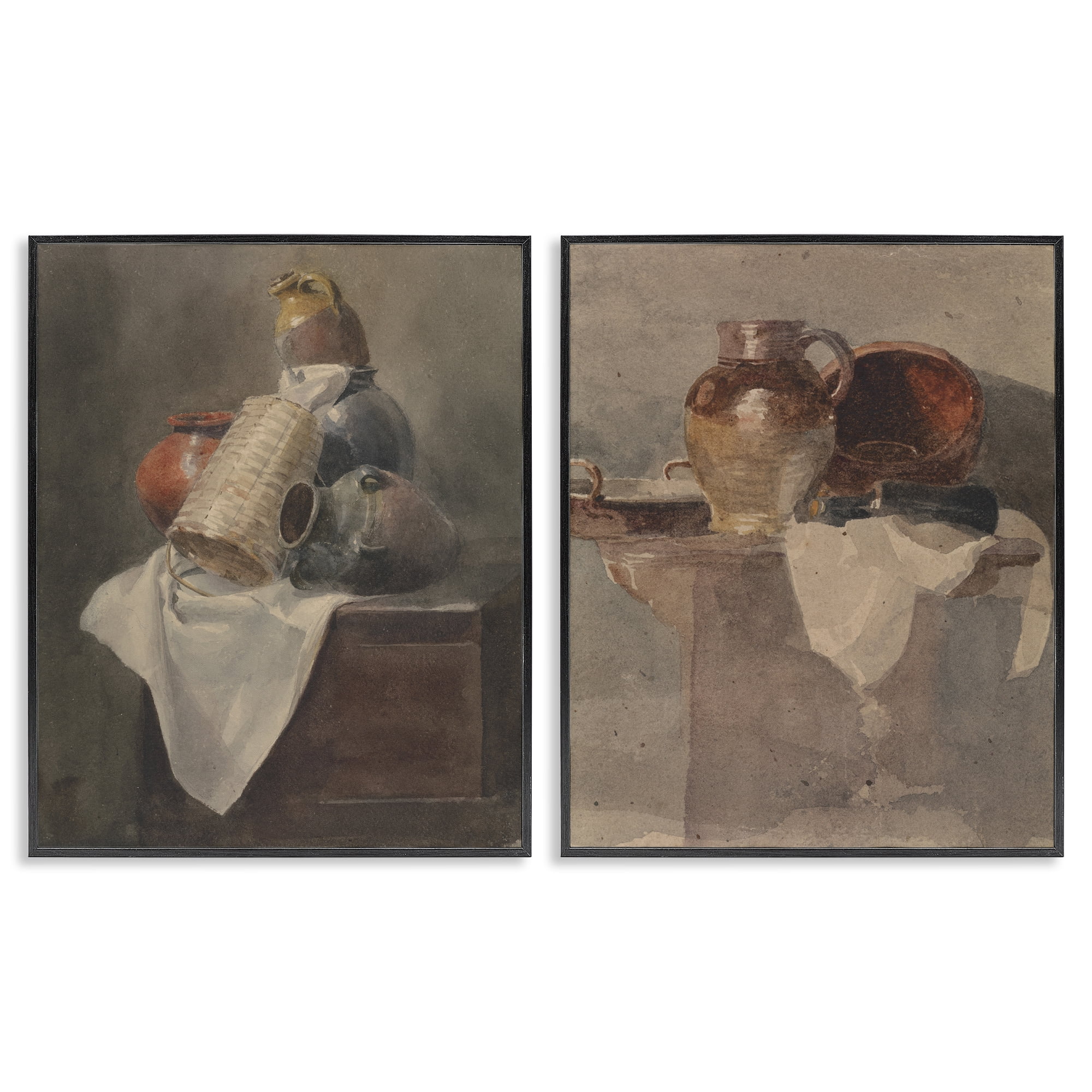 Stupell Industries Vintage Sundries Still Lifes Food & Beverage Painting Black Framed Art Print Wall Art, 24 x 30, Set of 2
